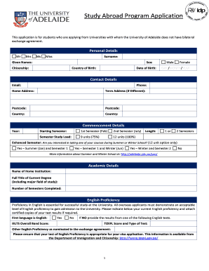 Study Abroad Program Application