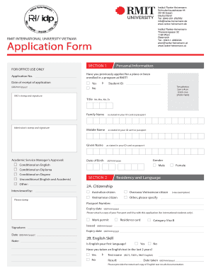 RMIT Vietnam Application Form