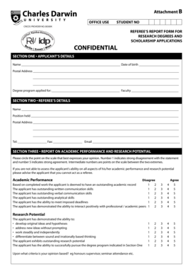 Referee Report Form for Research Degrees and Scholarship Applications