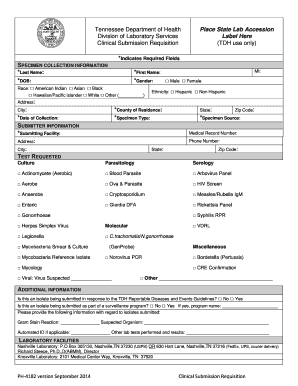 Tennessee Clinical Submission Requisition
