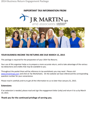 2014 Business Tax Return Engagement Package