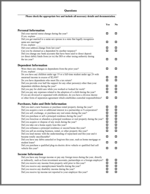 US Tax Interview Questionnaire