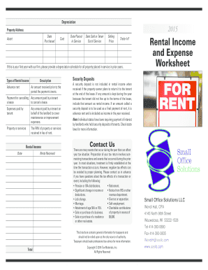 Rental Income and Expense Worksheet