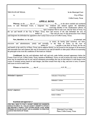 Texas Appeal Bond Form