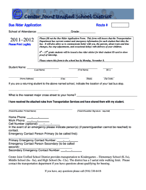 Bus Rider Application Form