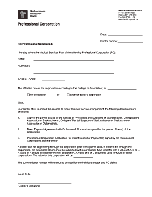Professional Corporation Registration Form