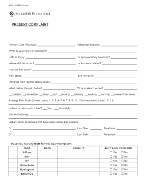 Medical Complaint Form
