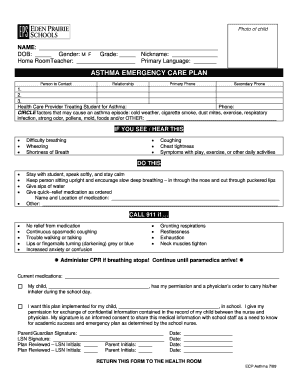 Asthma Emergency Care Plan