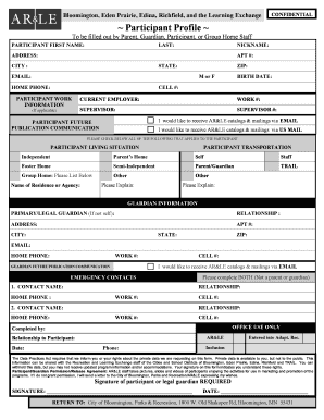 AR&LE Participant Profile Assessment Form