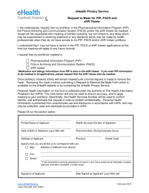 eHealth Privacy Service Request to Mask