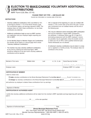 IMRF Voluntary Additional Contributions Form
