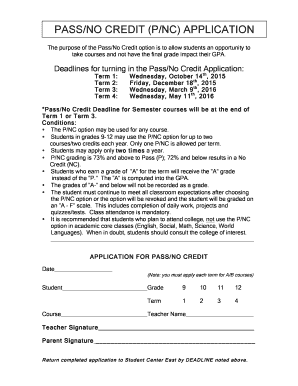 Pass/No Credit Application