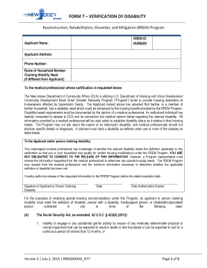 Form 7 Verification of Disability