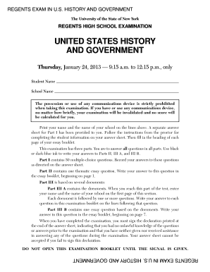 Regents Exam in US History and Government