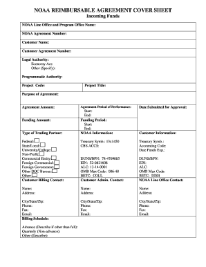 NOAA Reimbursable Agreement Cover Sheet
