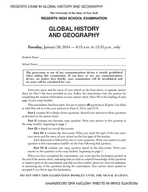 Regents Exam in Global History and Geography
