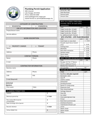 Plumbing Permit Application