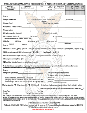 Joint Base Charleston Contractor Access Form