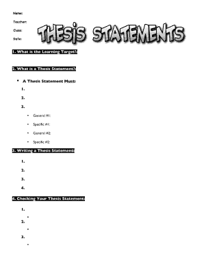 Thesis Statement Worksheet