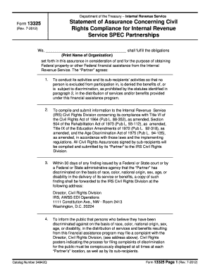IRS Form 13325 Statement of Assurance