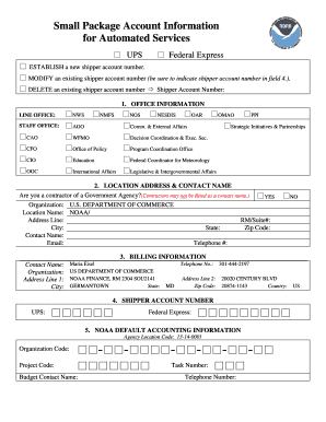 NOAA Small Package Account Information Form