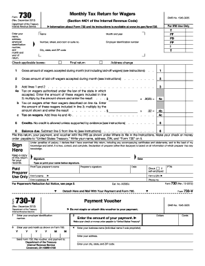 IRS Form 730 Monthly Tax Return for Wagers