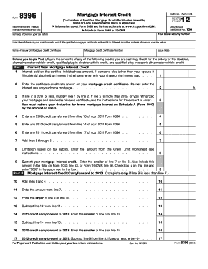 Mortgage Interest Credit Form 8396