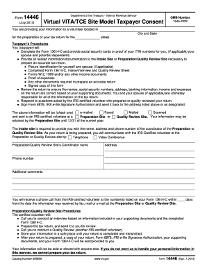 IRS Form 14446 Virtual VITA/TCE Site Model Taxpayer Consent