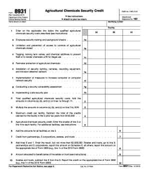 Agricultural Chemicals Security Credit Form 8931