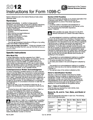 Instructions for Form 1098-C (2012)