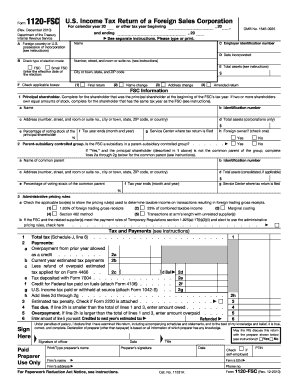 Form 1120-FSC US Income Tax Return