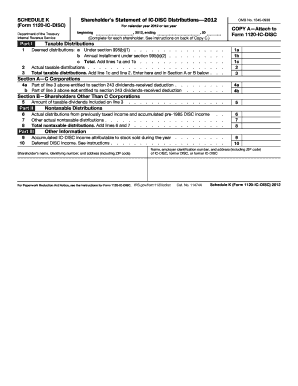 Schedule K (Form 1120-IC-DISC) 2012