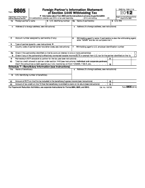 Form 8805 Foreign Partner's Information Statement