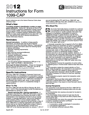 Instructions for Form 1099-CAP (2012)