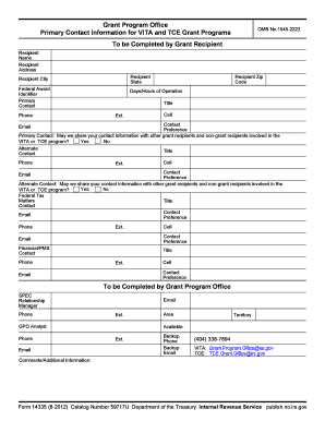 IRS VITA and TCE Grant Program Contact Form