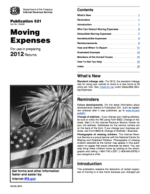 IRS Publication 521 Moving Expenses