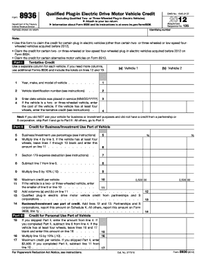 IRS Form 8936 Qualified Plug-in Electric Vehicle Credit