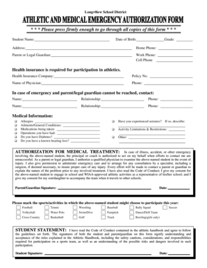 Student Athletic Participation Form