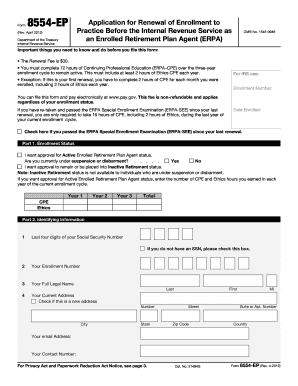 IRS Form 8554-EP Renewal Application