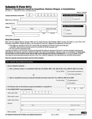 Schedule D (Form 941) - Discrepancy Report