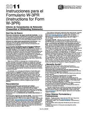Instrucciones para el Formulario W-3PR