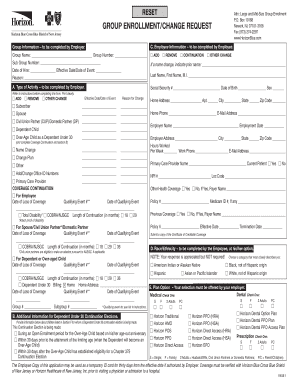 Horizon Blue Cross Blue Shield Group Enrollment Form