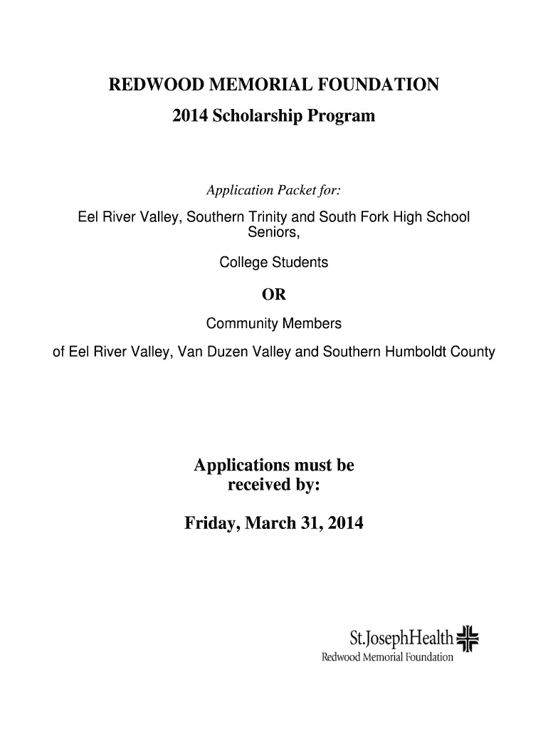 Fillable Online stjoehumboldt REDWOOD MEMORIAL FOUNDATION