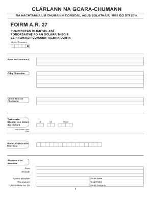 Irish Cooperative Societies Annual Return Form AR27