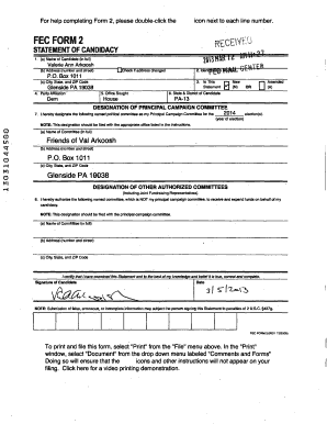 FEC Form 2 Statement of Candidacy