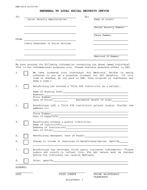 Referral to Local Social Security Office
