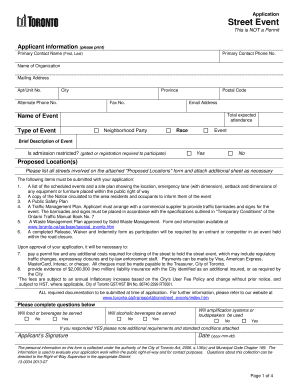 Toronto Street Event Application
