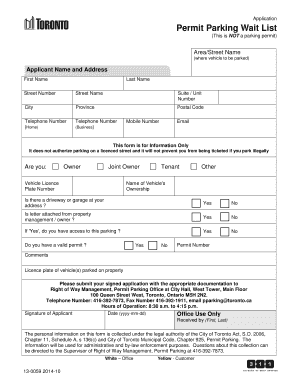 Toronto Parking Wait List Application