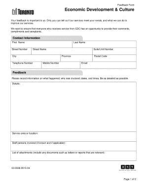 Feedback Form for Economic Development & Culture