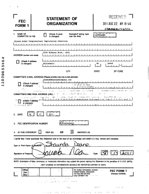 FEC Form 1 Organization Statement